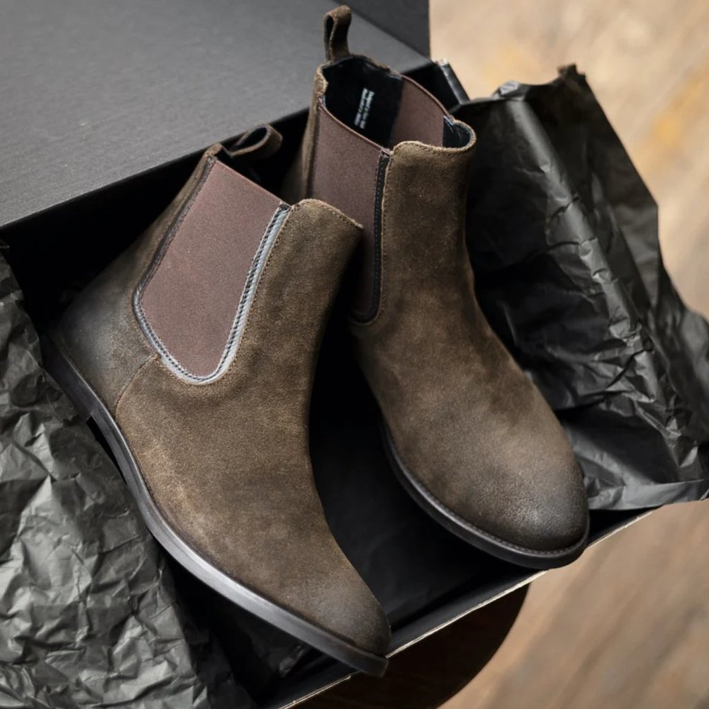 Brand New Thursday Boot Co. Dark Olive Suede Duchess Boots Women Size 9.5